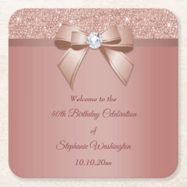 Sparkles & Glamor, Roos Gold Birthday Party Kartonnen Onderzetters