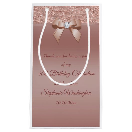 Sparkles & Glamor, Roos Gold Birthday Party Klein Cadeauzakje (Voorkant)