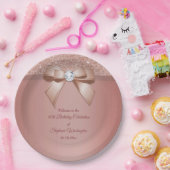 Sparkles & Glamor, Roos Gold Birthday Party Papieren Bordje (Feest)