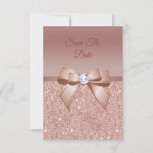 Sparkles & Glamor, Roos Gold Birthday Party Save The Date (Voorkant)