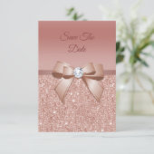 Sparkles & Glamor, Roos Gold Birthday Party Save The Date (Staand voorkant)