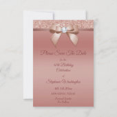 Sparkles & Glamor, Roos Gold Birthday Party Save The Date (Achterkant)