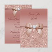Sparkles & Glamor, Roos Gold Birthday Party Save The Date (Voorkant / Achterkant)