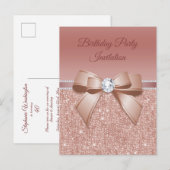 Sparkles & Glamor, Roos Gold Birthday Party Uitnodiging Briefkaart (Voorkant / Achterkant)