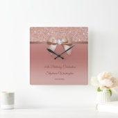 Sparkles & Glamor, Roos Gold Birthday Party Vierkante Klok (Huis)