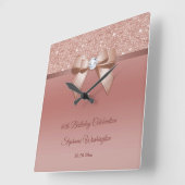 Sparkles & Glamor, Roos Gold Birthday Party Vierkante Klok (Hoek)