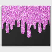 Sparkles Glitter Pink Black Cadeaupapier (Vlak)