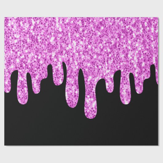 Sparkles Glitter Pink Black Cadeaupapier (Vlak)