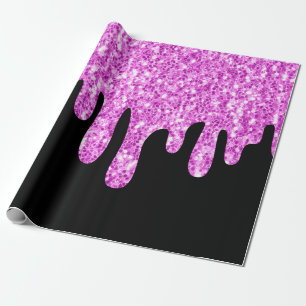 Sparkles Glitter Pink Black Cadeaupapier
