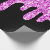 Sparkles Glitter Pink Black Cadeaupapier (Hoek)
