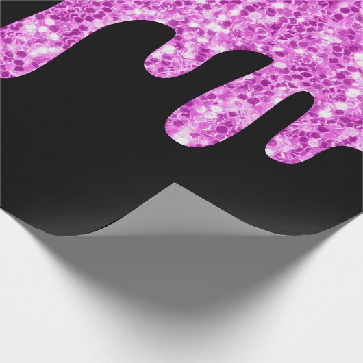 Sparkles Glitter Pink Black Cadeaupapier (Hoek)