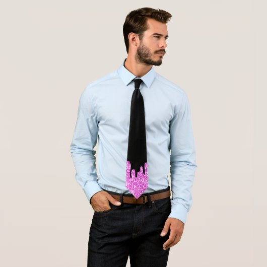 Sparkles Glitter Pink Black Stropdas (In situ)