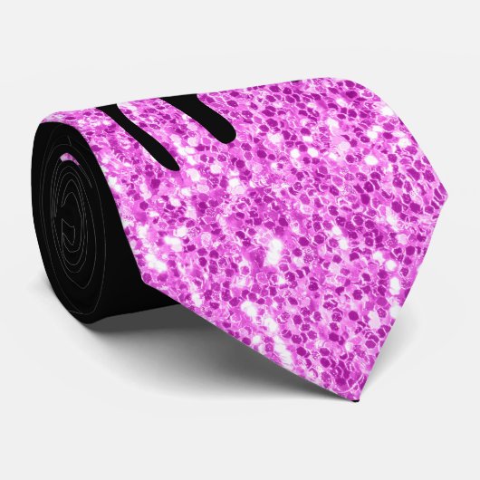 Sparkles Glitter Pink Black Stropdas (Opgerold)