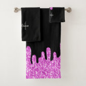 Sparkles Glitter roze zwart monogram Bad Handdoek (Insitu)