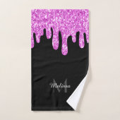 Sparkles Glitter roze zwart monogram Bad Handdoek (Handdoek)