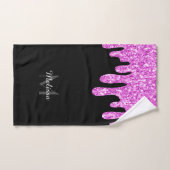 Sparkles Glitter roze zwart monogram Bad Handdoek (Handdoek)