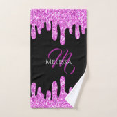Sparkles Glitter roze zwart monogram Bad Handdoek (Handdoek)