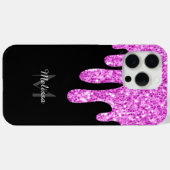 Sparkles Glitter roze zwart monogram Case-Mate iPhone Case (Achterkant (horizontaal))