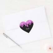 Sparkles Glitter roze zwart monogram Hart Sticker (Envelop)
