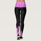 Sparkles Glitter roze zwart monogram Leggings (Achterkant)