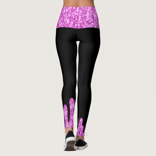 Sparkles Glitter roze zwart monogram Leggings (Achterkant)