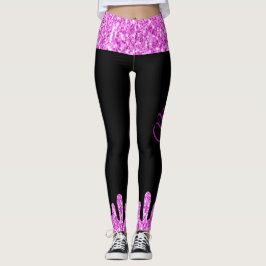 Sparkles Glitter roze zwart monogram Leggings