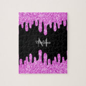 Sparkles Glitter roze zwart monogram Legpuzzel (Verticaal)