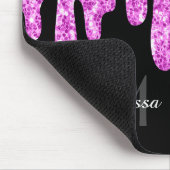 Sparkles Glitter roze zwart monogram Muismat (Hoek)