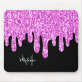Sparkles Glitter roze zwart monogram Muismat (Voorkant)