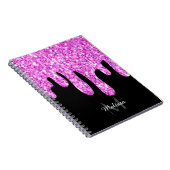 Sparkles Glitter roze zwart monogram Notitieboek (Rechterzijde)