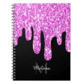 Sparkles Glitter roze zwart monogram Notitieboek (Voorkant)