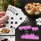 Sparkles Glitter roze zwart monogram Pokerkaarten (Insitu)