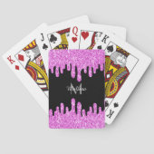 Sparkles Glitter roze zwart monogram Pokerkaarten (Achterkant)