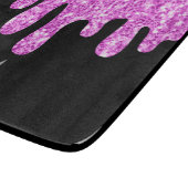 Sparkles Glitter roze zwart monogram Snijplank (Hoek)