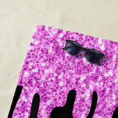 Sparkles Glitter roze zwart monogram Strandlaken (In situ)