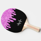 Sparkles Glitter roze zwart monogram Tafeltennisbatje (Zijkant)