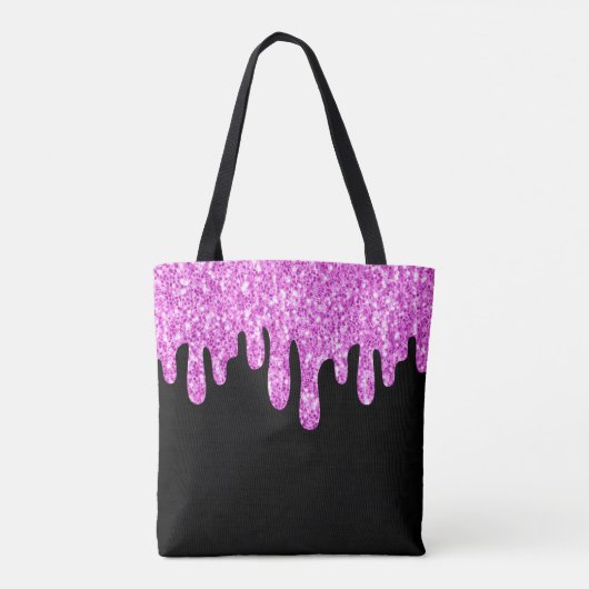 Sparkles Glitter roze zwart monogram Tote Bag (Achterkant)