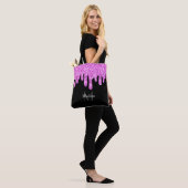 Sparkles Glitter roze zwart monogram Tote Bag (Op model)