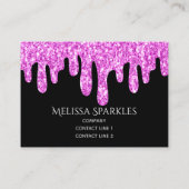 Sparkles Glitter roze zwart monogram Visitekaartje (Achterkant)