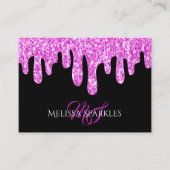 Sparkles Glitter roze zwart monogram Visitekaartje (Voorkant)