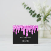 Sparkles Glitter roze zwart monogram Visitekaartje (Staand voorkant)