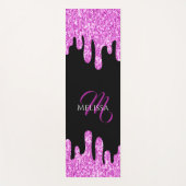 Sparkles Glitter roze zwart monogram Yogamat (Voorkant)