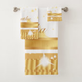 Sparkles gouden en witte scriptnaam bad handdoek (Insitu)