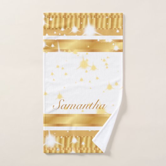 Sparkles gouden en witte scriptnaam bad handdoek (Handdoek)