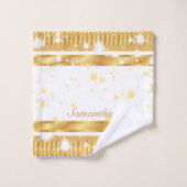 Sparkles gouden en witte scriptnaam bad handdoek (Wasdoekje)