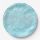 Sparkles Jewels Bling Crystals Chic Pastel Blue Papieren Bordje (Voorkant)