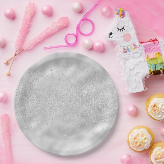 Sparkles Jewels Bling Crystals Chic Silver Papieren Bordje (Feest)