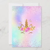 Sparkles Magische Eenhoorn 5e Verjaardag uitnodigi Kaart (Achterkant)