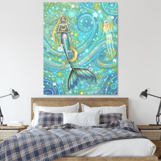 Sparkles Mermaid Fantasy Art van Molly Harrison Canvas Afdruk (Insitu (Slaapkamer))