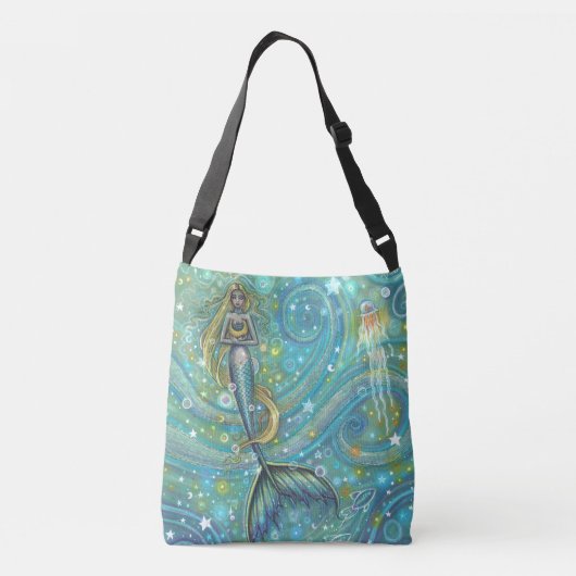 Sparkles Mermaid Fantasy Art van Molly Harrison Crossbody Tas (Achterkant)
